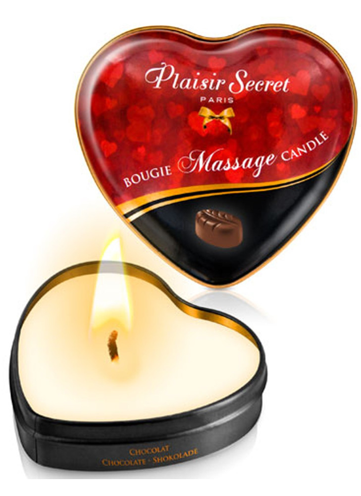 Mini bougie de massage au chocolat boîte coeur 35ml - CC826061